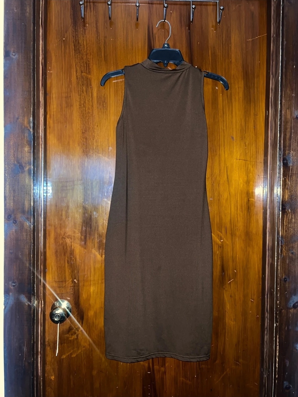 SHEIN Brown Sleeveless Mock Neck Midi Dress